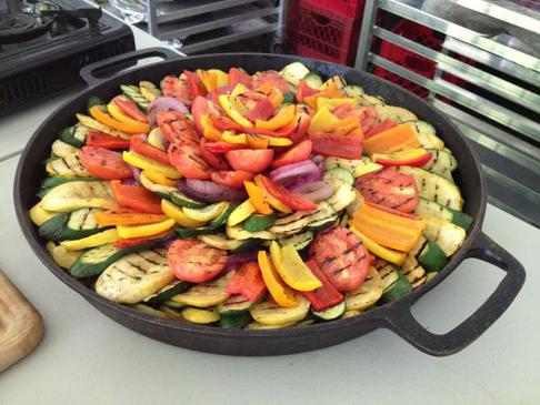 Grilled Vegetables in a Cast Iron Skillet