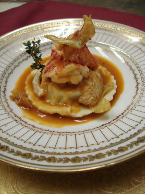Lobster Ravioli~ Artichoke Chips