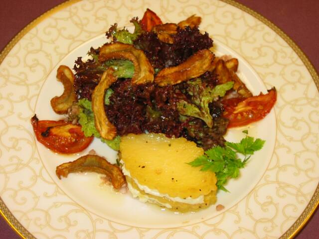 Potatoes Confit With Goat Cheese and Artichokes